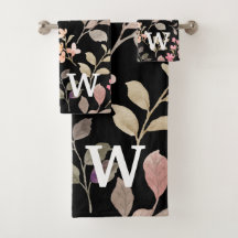 Watercolor Rustic Botanical Leaves  Monogram 