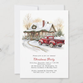 Watercolor Rustic Country Christmas Party 招待状