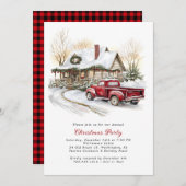 Watercolor Rustic Country Christmas Party 招待状 (正面/裏面)