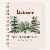 Watercolor Rustic Forest  Rental Cabin Guest Book ノートブック (正面)
