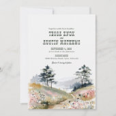Watercolor Rustic Mountain Wedding Invitation 招待状 (正面)