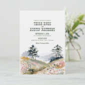 Watercolor Rustic Mountain Wedding Invitation 招待状 (スタンド正面)