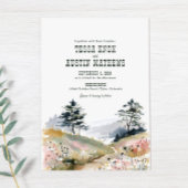 Watercolor Rustic Mountain Wedding Invitation 招待状