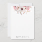 Watercolor Rustic Pink Floral Personalized ノートカード (正面)