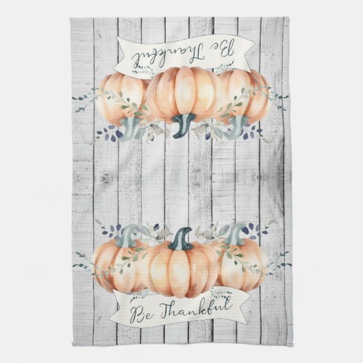 Watercolor Rustic Pumpkins キッチンタオル (縦)