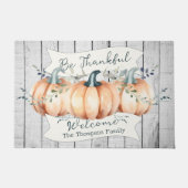 Watercolor Rustic Pumpkins Personalized ドアマット (正面)
