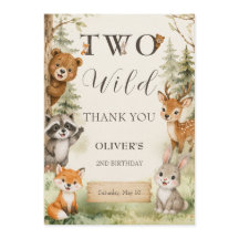 Watercolor Rustic Woodland Two Wild 2歳の誕生日