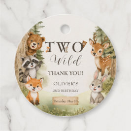 Watercolor Rustic Woodland Two Wild 2歳の誕生日 フェイバータグ