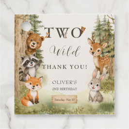 Watercolor Rustic Woodland Two Wild 2歳の誕生日 フェイバータグ