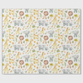 Watercolor Safari Animals Baby Shower ラッピングペーパー (フラット)