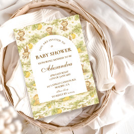 Watercolor Safari Animals Baby Shower 招待状