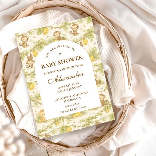 Watercolor Safari Animals Baby Shower 招待状