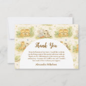 Watercolor Safari Animals First Birthday サンキューカード (正面)