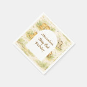 Watercolor Safari Animals First Birthday スタンダードカクテルナプキン (角)