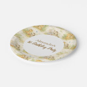 Watercolor Safari Animals First Birthday ペーパープレート (アングル)