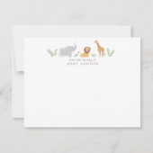 Watercolor Safari Animals Nursery Note Card 案内状 (正面)