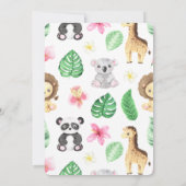 Watercolor Safari Animals Wild One 1st Birthday 招待状 (裏面)