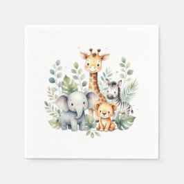 Watercolor Safari Baby Shower Napkins スタンダードカクテルナプキン