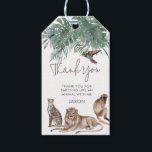 Watercolor Safari Party Animals Birthday Thank You ギフトタグ<br><div class="desc">Calling all party animals! This fun birthday party favor tag features watercolor safari animals,  tropical greenery and script text. It is perfect for party animal birthdays of all ages.</div>
