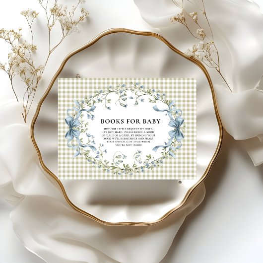 Watercolor Sage Gingham squirrel Books for Baby エンクロージャーカード