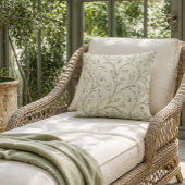 Watercolor Sage Green Botanical Leaf Pattern クッション