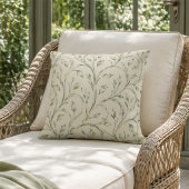 Watercolor Sage Green Botanical Leaf Pattern クッション