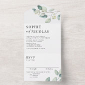 Watercolor Sage Green Eucalyptus Leaves Wedding オールインワン招待状 (内側)