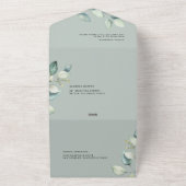 Watercolor Sage Green Eucalyptus Leaves Wedding オールインワン招待状 (外側)