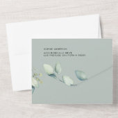 Watercolor Sage Green Eucalyptus Leaves Wedding オールインワン招待状 (裏面)