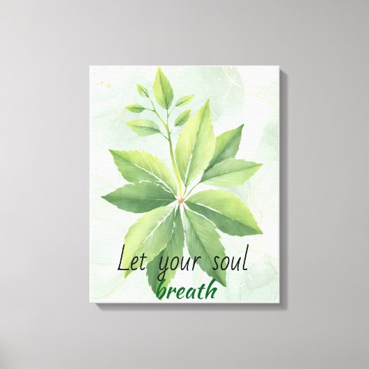 Watercolor Sage Green Leaves Botanical  Poster キャンバスプリント (正面)