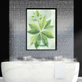 Watercolor Sage Green Leaves Botanical  Poster ポスター