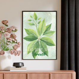 Watercolor Sage Green Leaves Botanical  Poster ポスター
