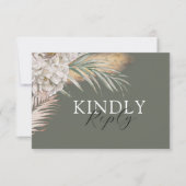 Watercolor Sage Green Palms & Floral Wedding RSVP (正面)