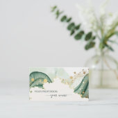 Watercolor Sage green Qr Code  名刺 (スタンド正面)