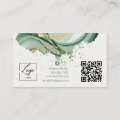 Watercolor Sage green Qr Code  名刺 (裏面)
