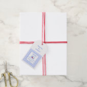 Watercolor Sailboat Blue Check Baby Shower ギフトタグ (より糸付き)
