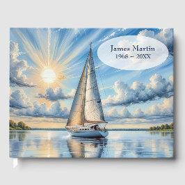 Watercolor Sailboat For Memorial Service ゲストブック