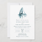 Watercolor Sailing Boat Wedding Invitation 招待状 (正面)