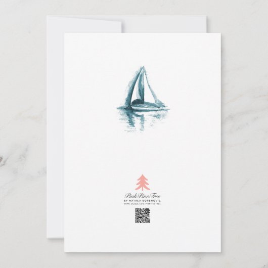 Watercolor Sailing Boat Wedding Invitation 招待状 (裏面)