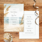 Watercolor Sand and Surf Wedding Invitation 招待状