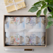 Watercolor Sandpipers Florals Seashells Decoupage  薄葉紙 (ギフト)