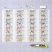 Watercolor Sandpipers Florals Seashells Decoupage  薄葉紙 (クラフト)