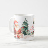 Watercolor Santa and Reindeer Mug コーヒーマグカップ (正面左)
