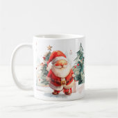 Watercolor Santa and Reindeer Mug コーヒーマグカップ (左)