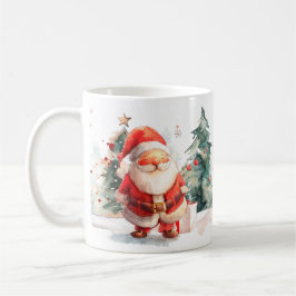 Watercolor Santa and Reindeer Mug コーヒーマグカップ