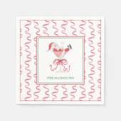 Watercolor Santa Christmas Cocktail Party スタンダードカクテルナプキン (正面)