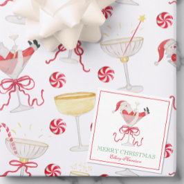 Watercolor Santa Christmas Cocktail Party ノートカード