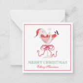 Watercolor Santa Christmas Cocktail Party ノートカード (正面)