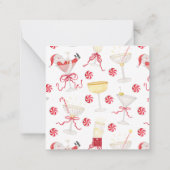 Watercolor Santa Christmas Cocktail Party ノートカード (裏面)