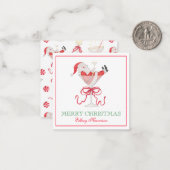 Watercolor Santa Christmas Cocktail Party ノートカード (正面/裏面インサイチュ)